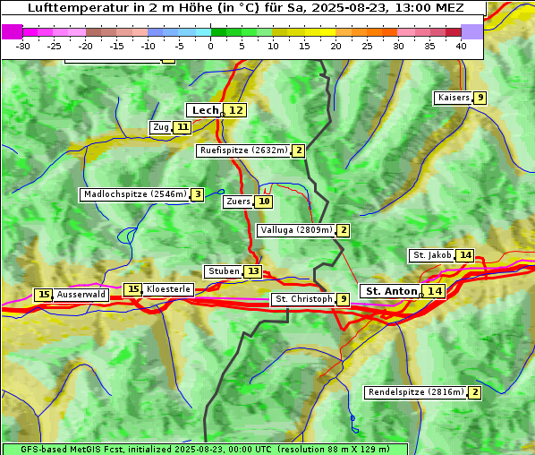 Temperatur, 23. 8. 2025
