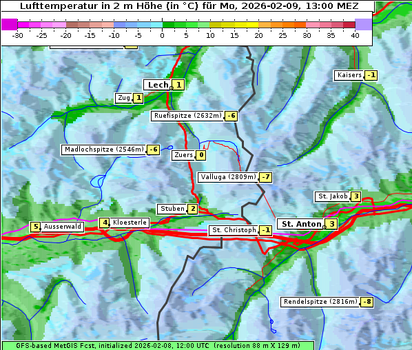 Temperatur, 9. 2. 2026