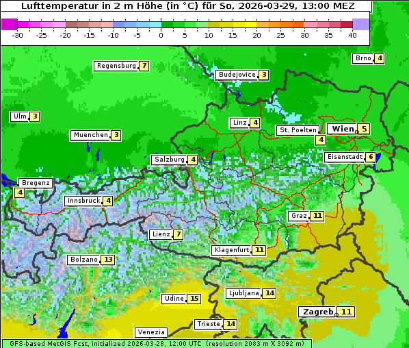 Temperatur, 29. 3. 2026