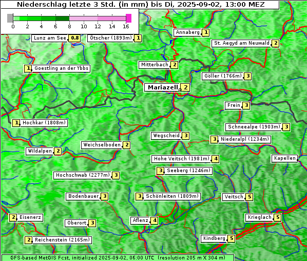 Niederschlag, 2. 9. 2025