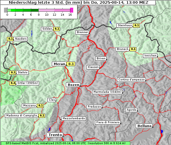 Niederschlag, 14. 8. 2025
