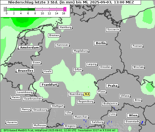 Niederschlag, 3. 9. 2025