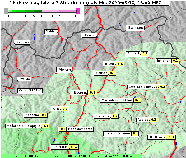Niederschlag, 18. 8. 2025