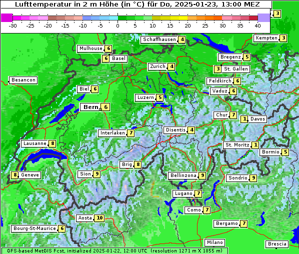 Temperatur, 23. 1. 2025