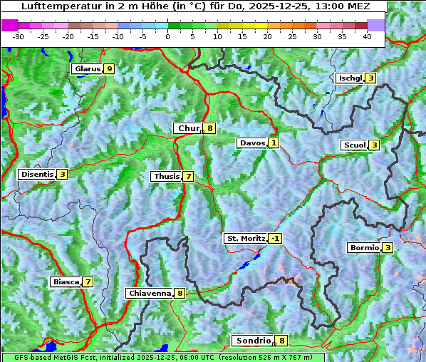 Temperatur, 25. 12. 2025
