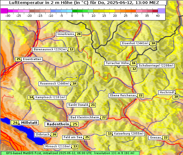 Temperatur, 12. 6. 2025