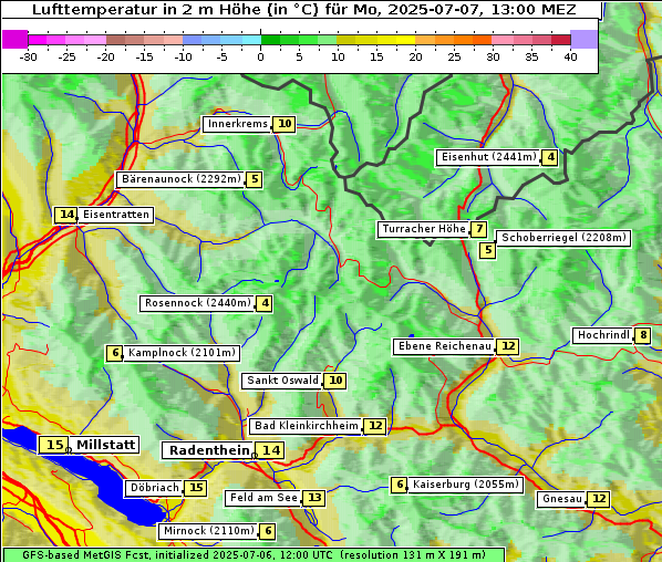 Temperatur, 7. 7. 2025