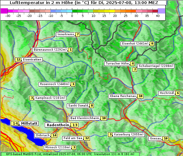 Temperatur, 8. 7. 2025