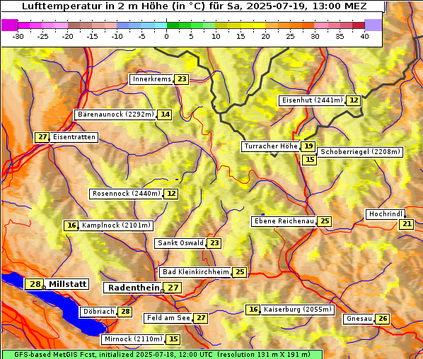 Temperatur, 19. 7. 2025