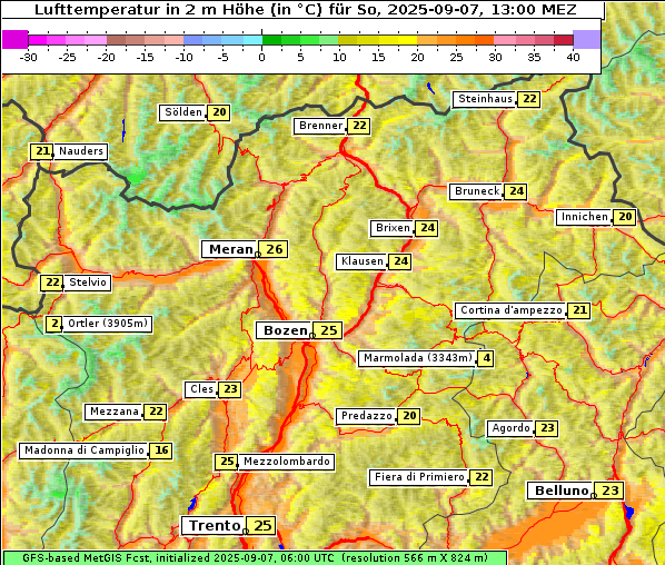 Temperatur, 7. 9. 2025