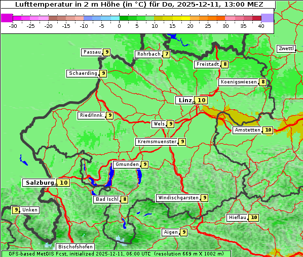 Temperatur, 11. 12. 2025