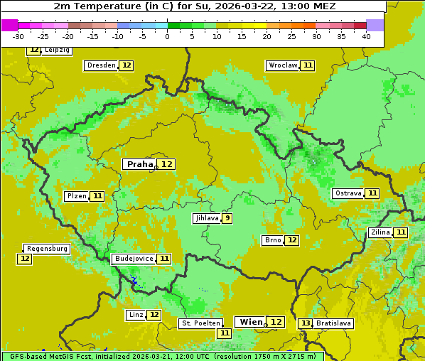 Temperatur, 22. 3. 2026