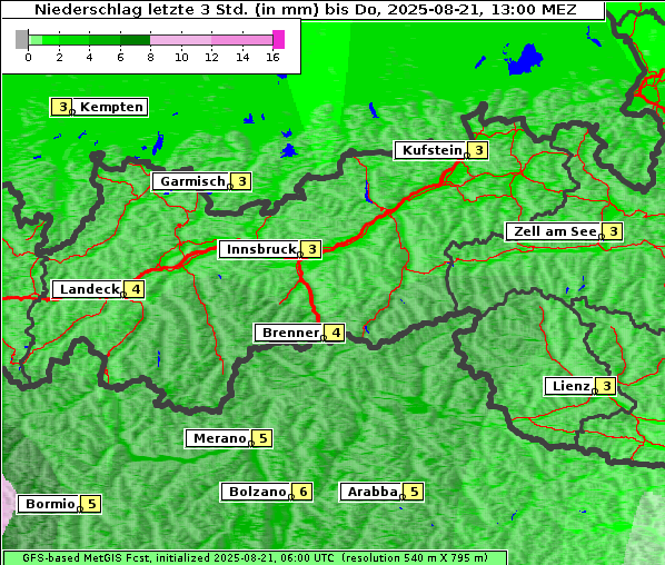 Niederschlag, 21. 8. 2025