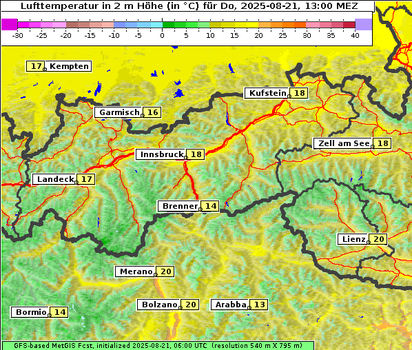 Temperatur, 21. 8. 2025