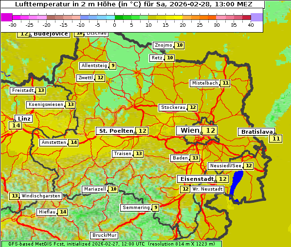Temperatur, 28. 2. 2026