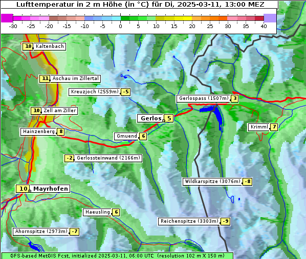 Temperatur, 11. 3. 2025