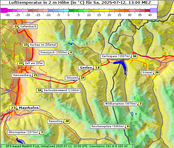 Temperatur, 12. 7. 2025