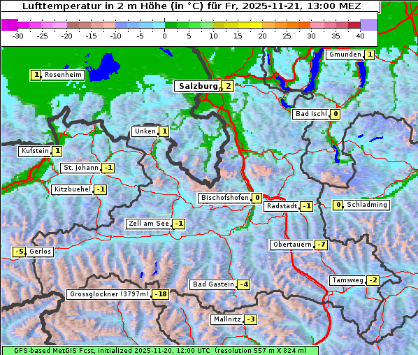 Temperatur, 21. 11. 2025