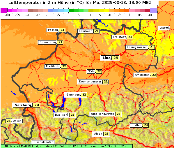 Temperatur, 18. 8. 2025