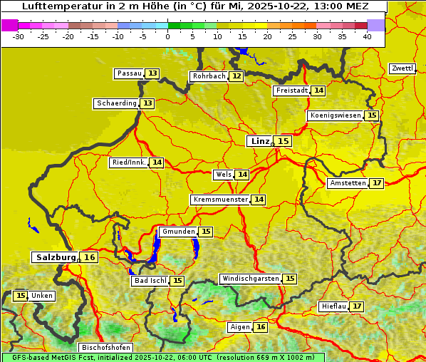 Temperatur, 22. 10. 2025