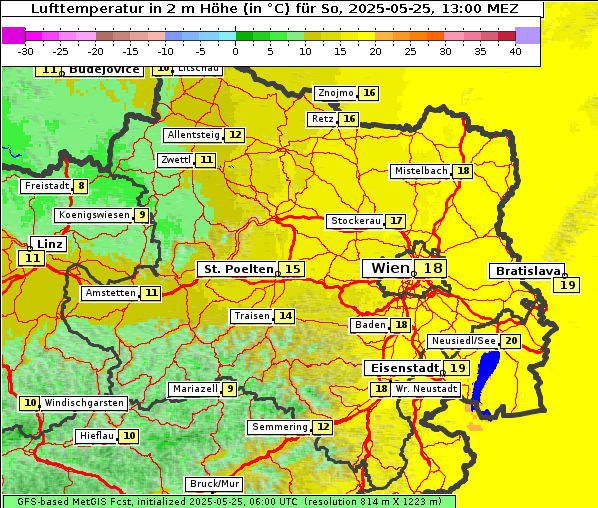 Temperatur, 25. 5. 2025
