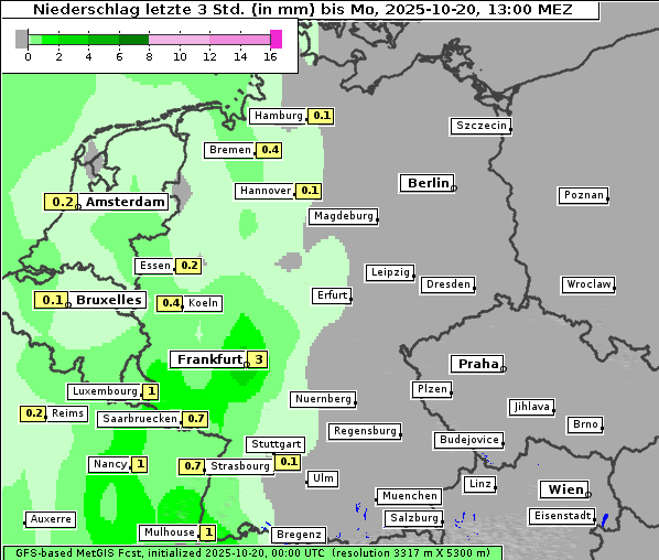 Niederschlag, 20. 10. 2025