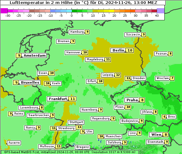 Temperatur, 26. 11. 2024