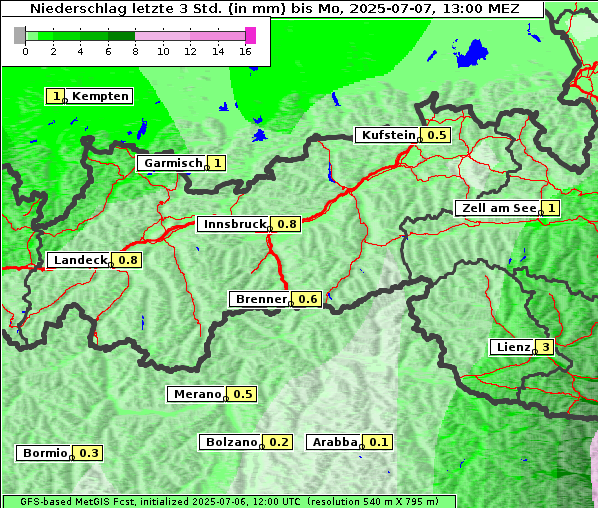 Niederschlag, 7. 7. 2025