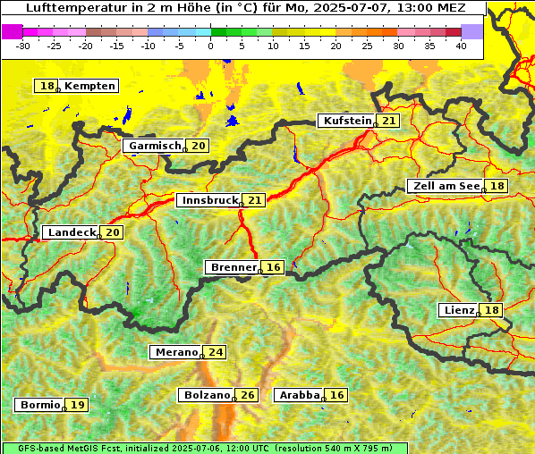 Temperatur, 7. 7. 2025