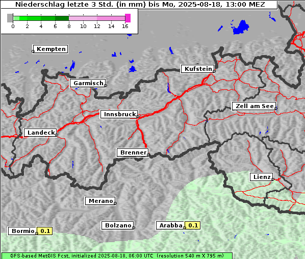 Niederschlag, 18. 8. 2025