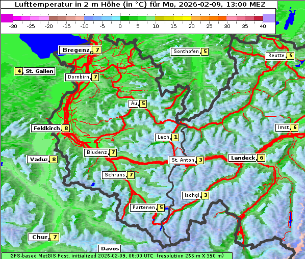 Temperatur, 9. 2. 2026
