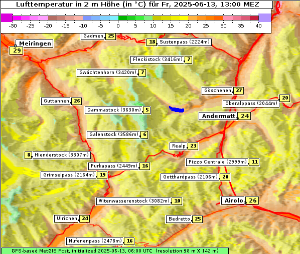 Temperatur, 13. 6. 2025