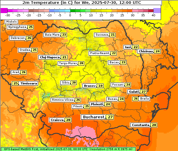Temperatur, 30. 7. 2025