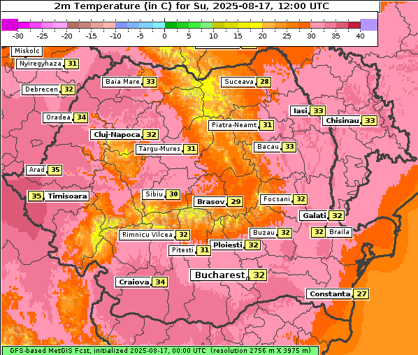 Temperatur, 17. 8. 2025