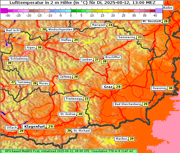 Temperatur, 12. 8. 2025