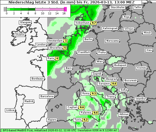 Niederschlag, 13. 3. 2026