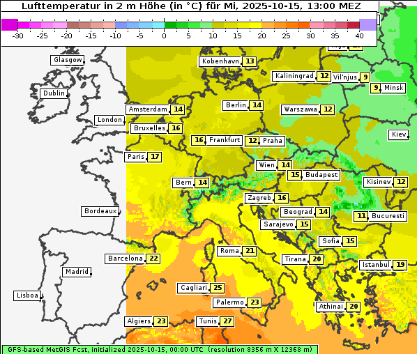 Temperatur, 15. 10. 2025