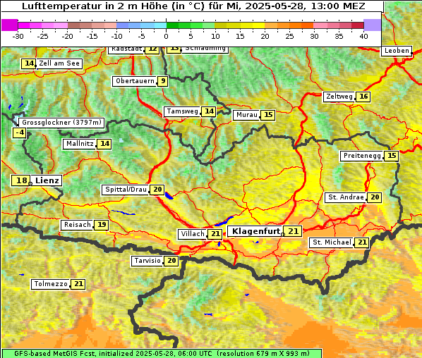 Temperatur, 28. 5. 2025