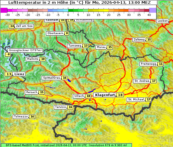 Temperatur, 13. 4. 2026
