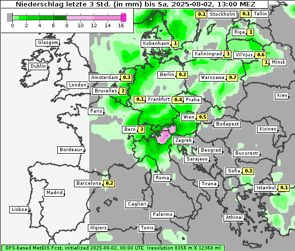 Niederschlag, 2. 8. 2025