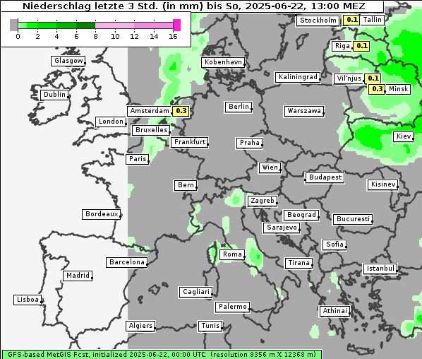 Niederschlag, 22. 6. 2025