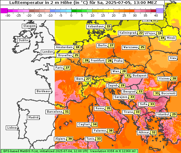 Temperatur, 5. 7. 2025