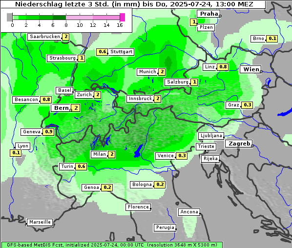 Niederschlag, 24. 7. 2025