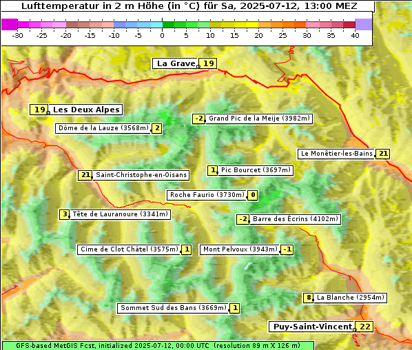Temperatur, 12. 7. 2025