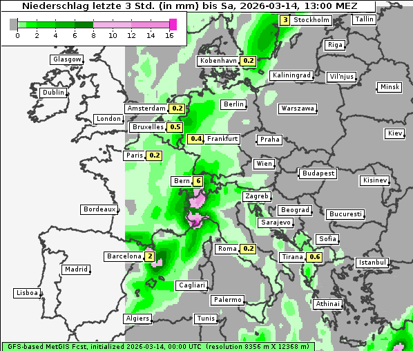 Niederschlag, 14. 3. 2026