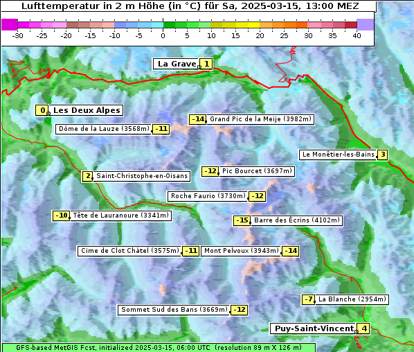 Temperatur, 15. 3. 2025