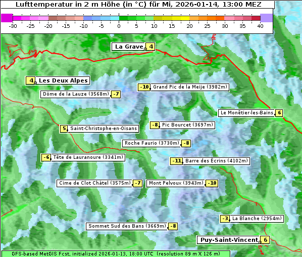 Temperatur, 14. 1. 2026