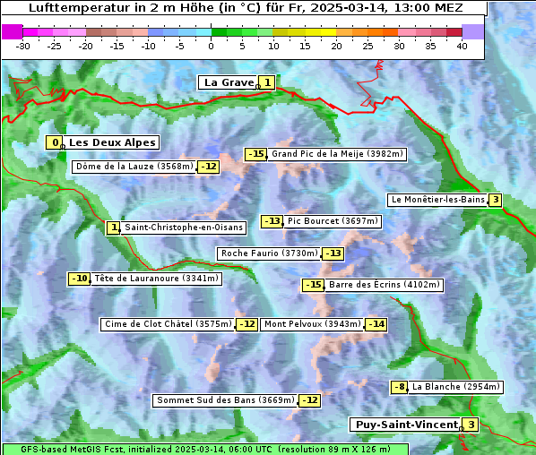 Temperatur, 14. 3. 2025