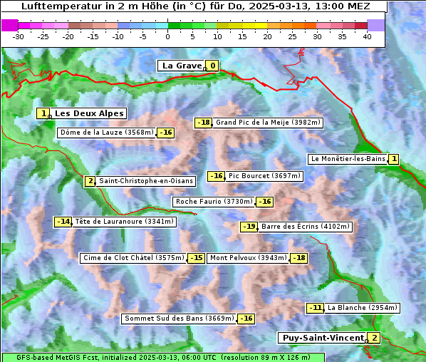 Temperatur, 13. 3. 2025