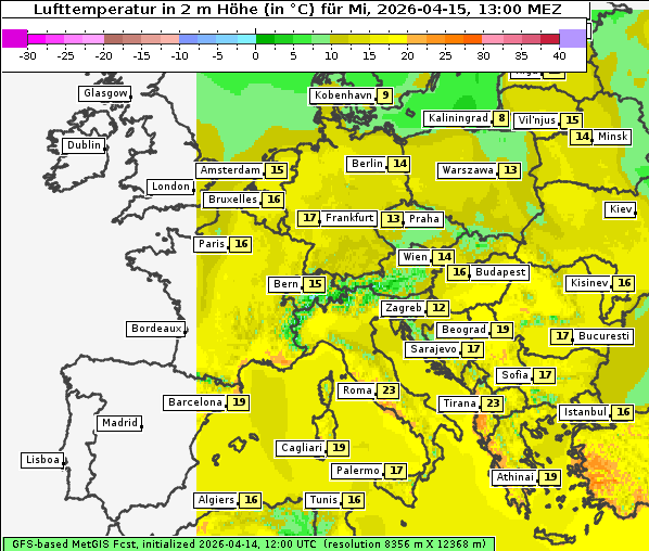Temperatur, 15. 4. 2026